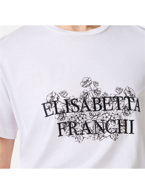 T-shirt in jersey con stampa e ricamo ELISABETTA FRANCHI | MA00351E251E2270